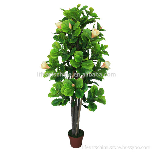 artificial tree, flower tree, real trunk
